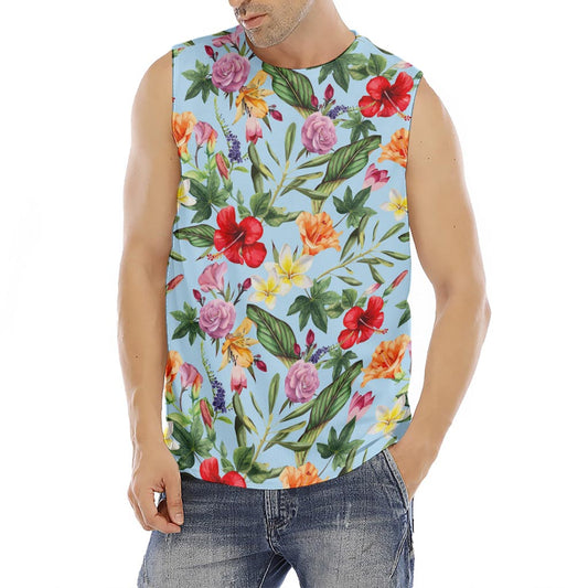 Hibiscus Flower Floral Pattern Print Men's Fitness Tank Top