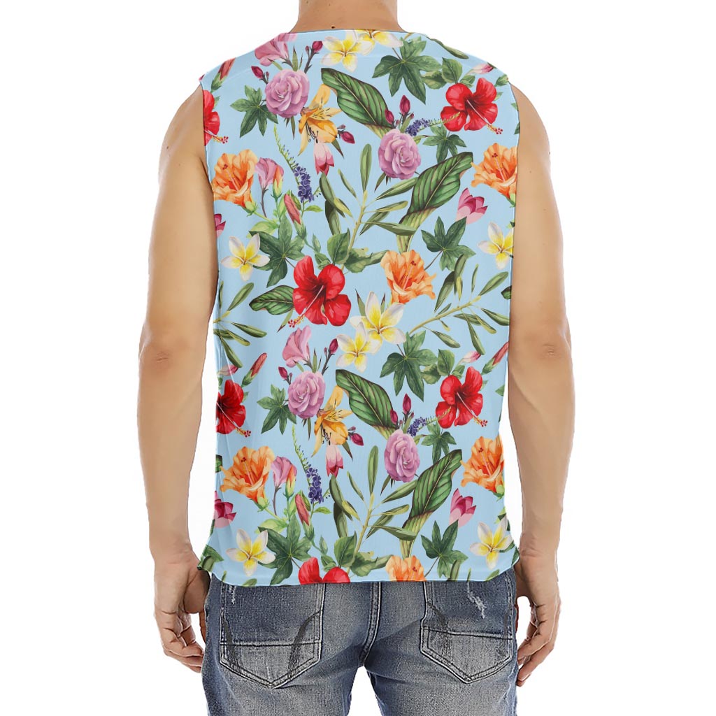 Hibiscus Flower Floral Pattern Print Men's Fitness Tank Top