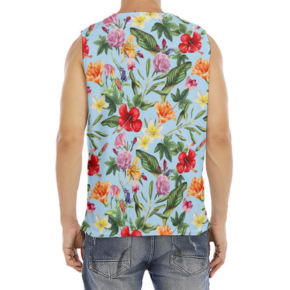 Hibiscus Flower Floral Pattern Print Men's Fitness Tank Top