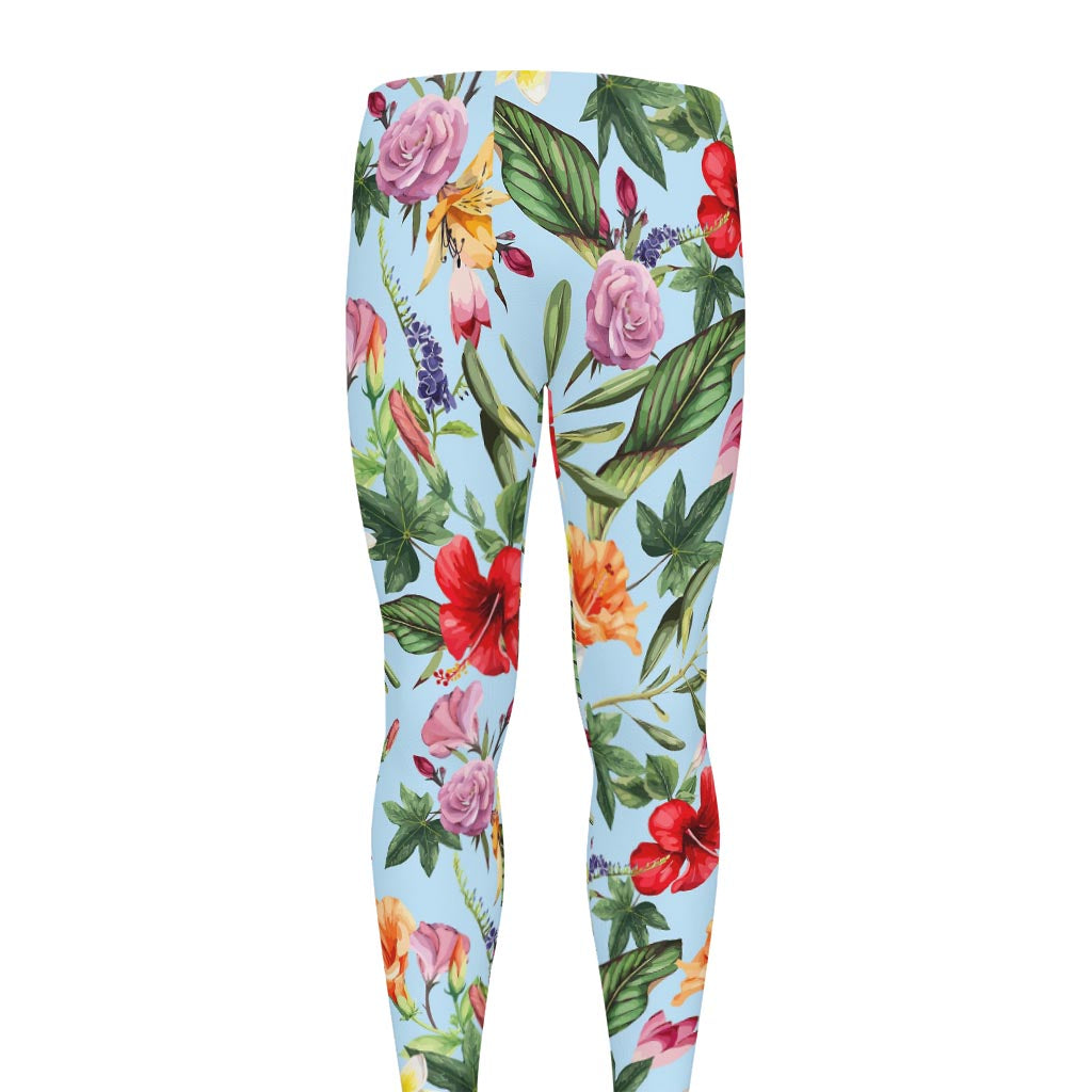 Hibiscus Flower Floral Pattern Print Men's leggings