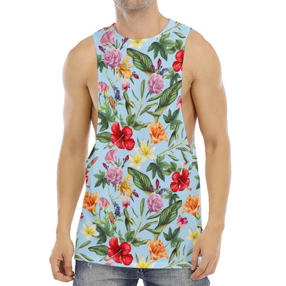 Hibiscus Flower Floral Pattern Print Men's Muscle Tank Top