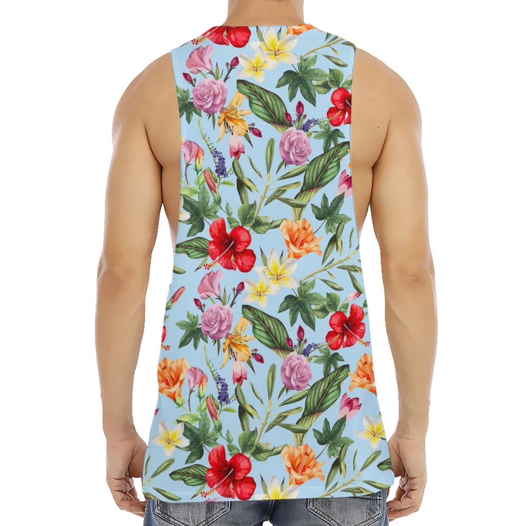 Hibiscus Flower Floral Pattern Print Men's Muscle Tank Top