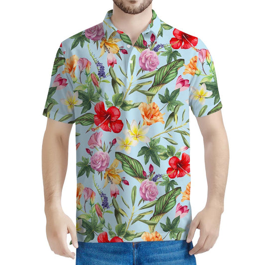 Hibiscus Flower Floral Pattern Print Men's Polo Shirt