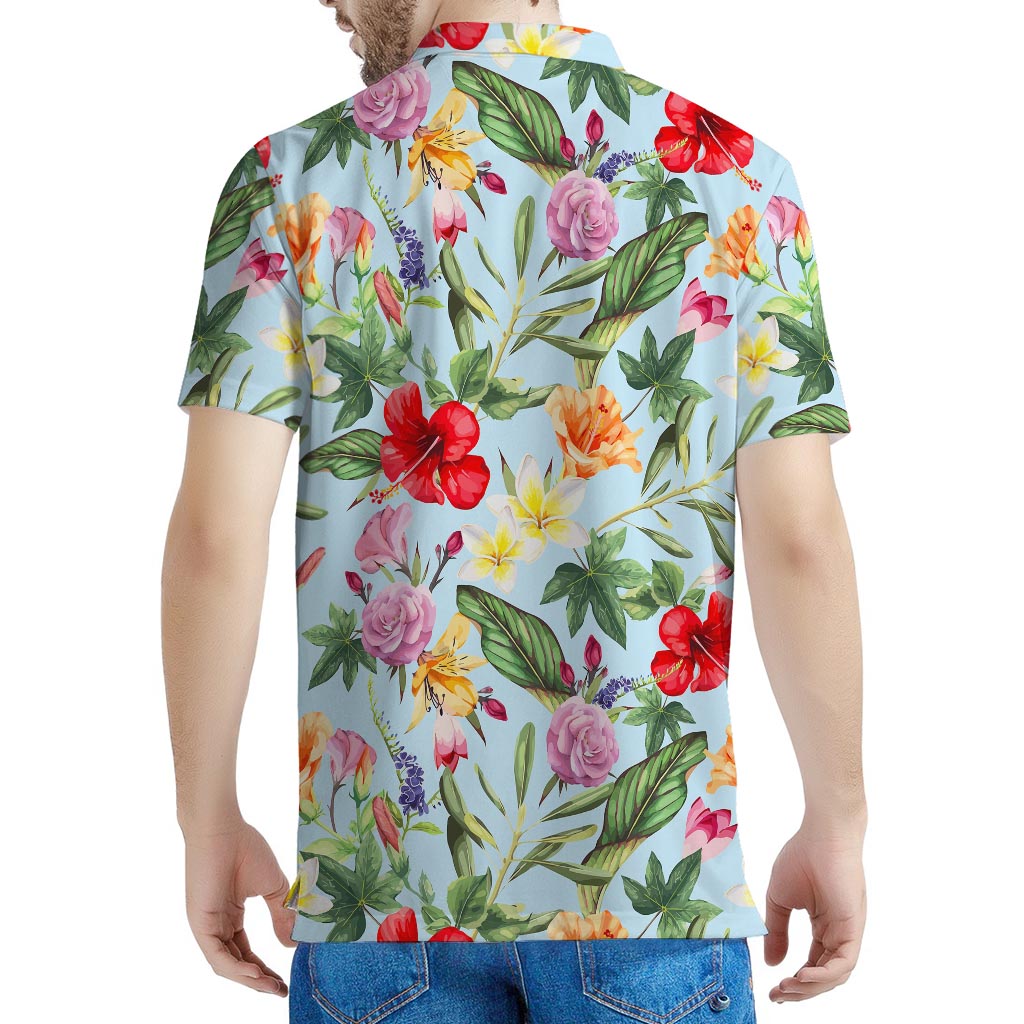 Hibiscus Flower Floral Pattern Print Men's Polo Shirt