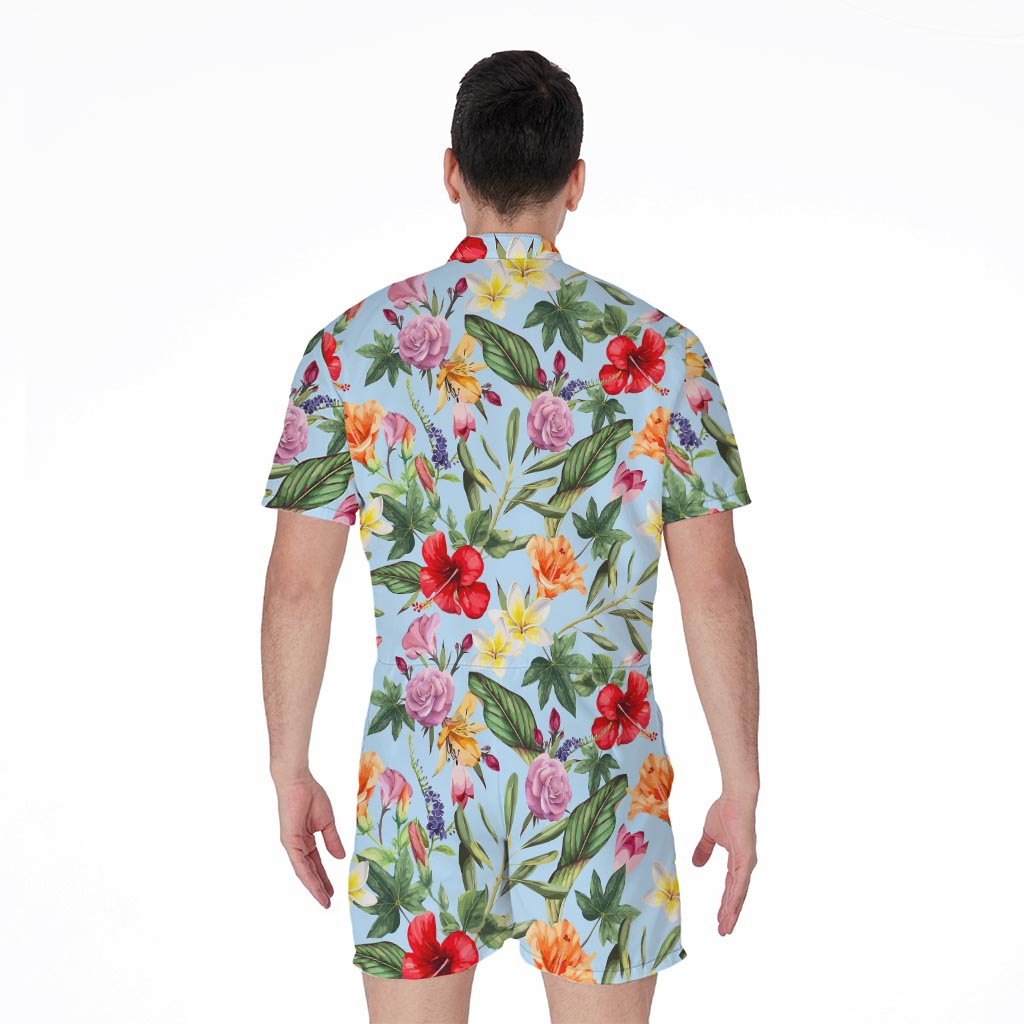 Hibiscus Flower Floral Pattern Print Men's Rompers