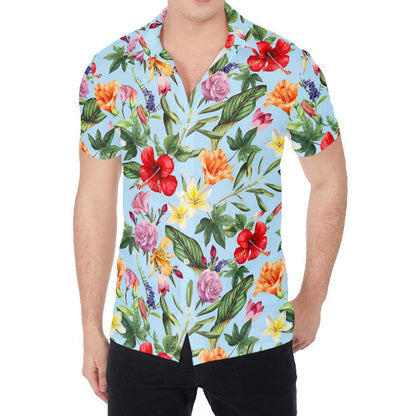 Hibiscus Flower Floral Pattern Print Men's Shirt
