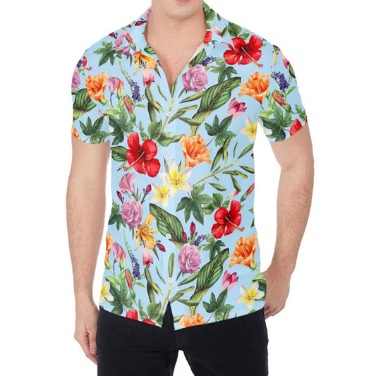 Hibiscus Flower Floral Pattern Print Men's Shirt