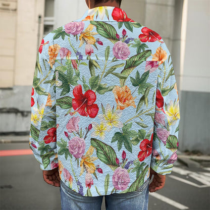 Hibiscus Flower Floral Pattern Print Men's Shirt Jacket