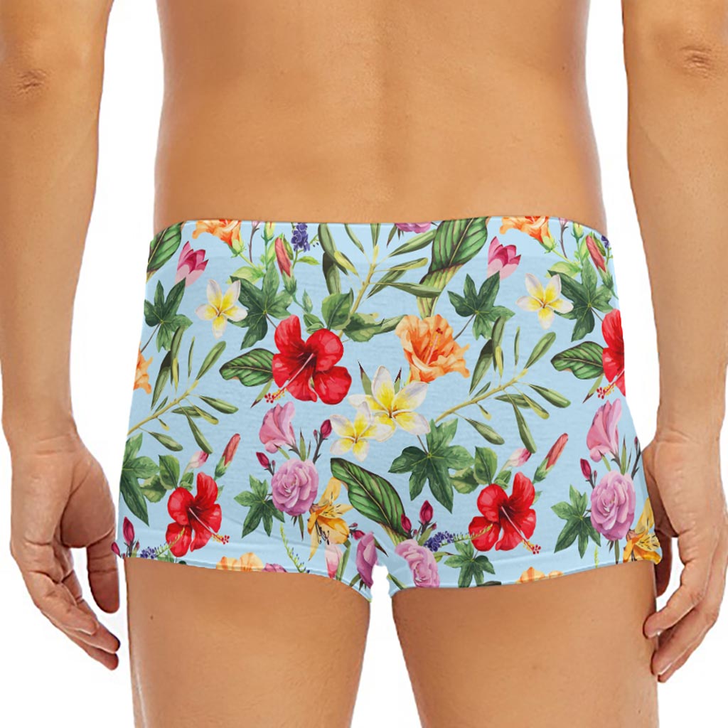 Hibiscus Flower Floral Pattern Print Men's Short Boxer Briefs