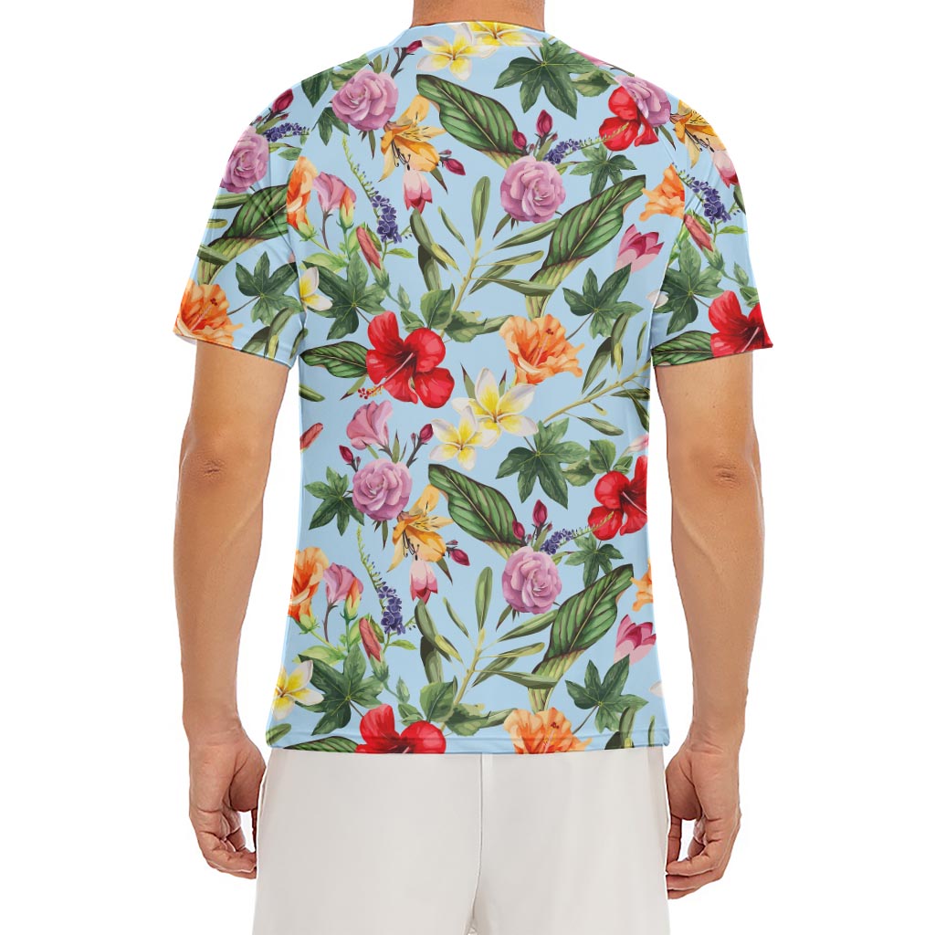 Hibiscus Flower Floral Pattern Print Men's Short Sleeve Rash Guard