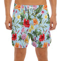 Hibiscus Flower Floral Pattern Print Men's Split Running Shorts