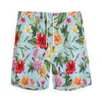 Hibiscus Flower Floral Pattern Print Men's Sports Shorts