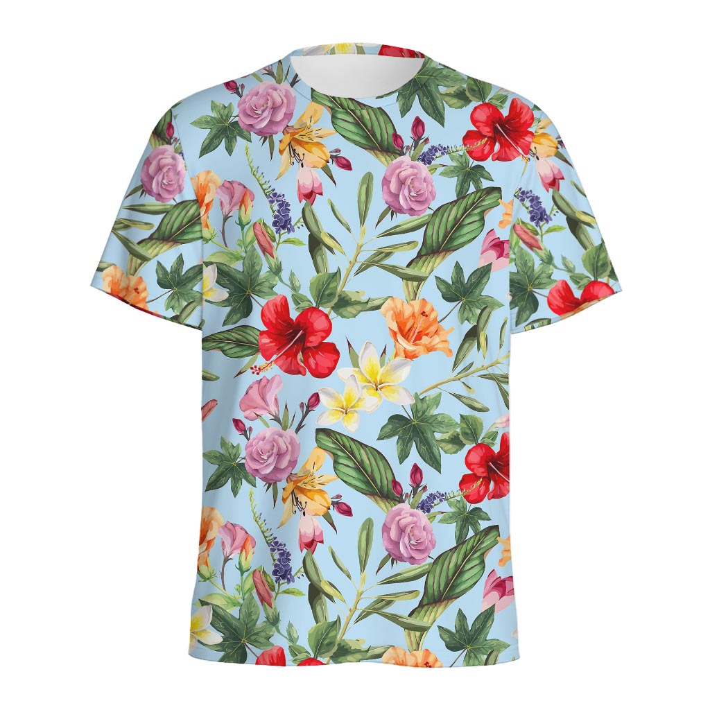 Hibiscus Flower Floral Pattern Print Men's Sports T-Shirt