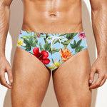 Hibiscus Flower Floral Pattern Print Men's Swim Briefs