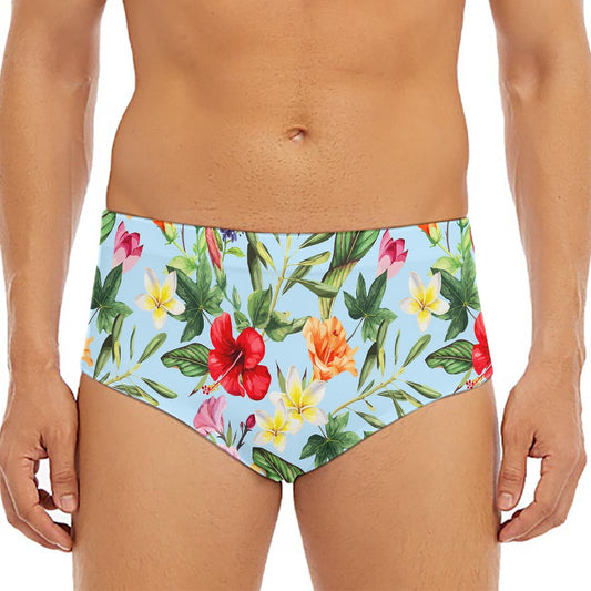 Hibiscus Flower Floral Pattern Print Men's Triangle Swim Briefs