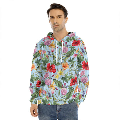 Hibiscus Flower Floral Pattern Print Men's Velvet Pullover Hoodie