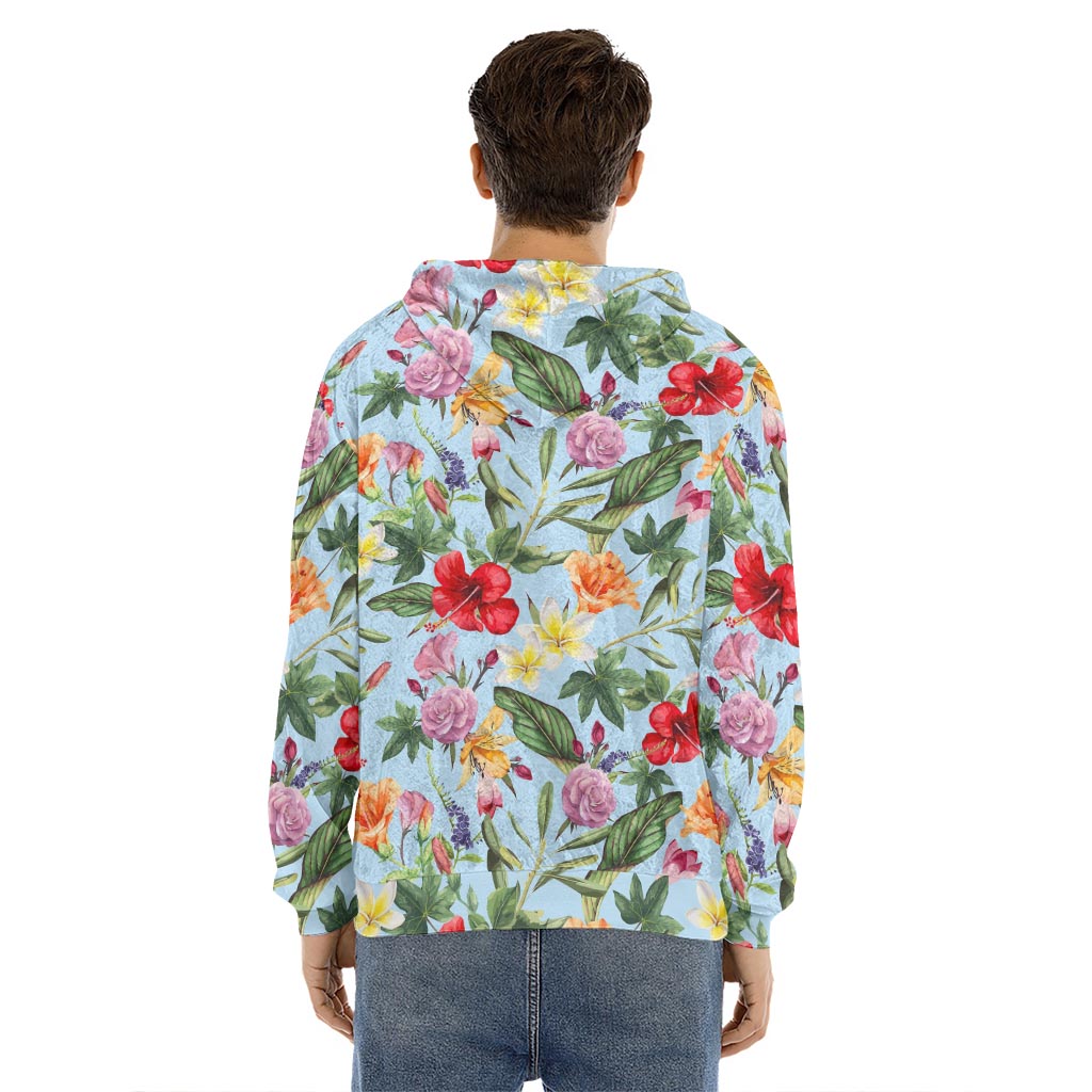 Hibiscus Flower Floral Pattern Print Men's Velvet Pullover Hoodie