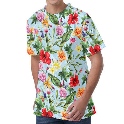 Hibiscus Flower Floral Pattern Print Men's Velvet T-Shirt