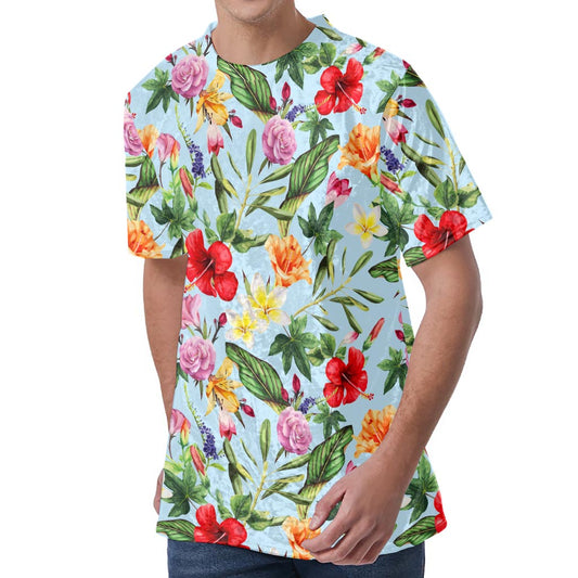 Hibiscus Flower Floral Pattern Print Men's Velvet T-Shirt