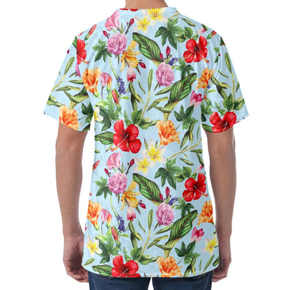 Hibiscus Flower Floral Pattern Print Men's Velvet T-Shirt