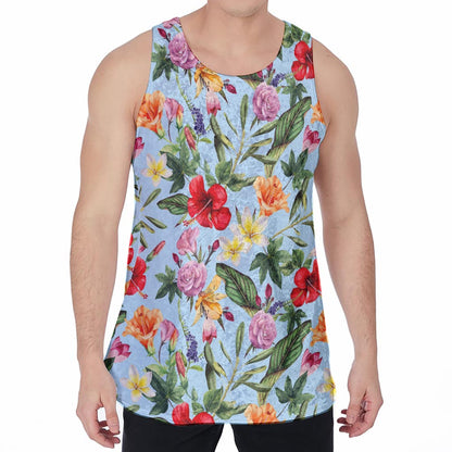 Hibiscus Flower Floral Pattern Print Men's Velvet Tank Top