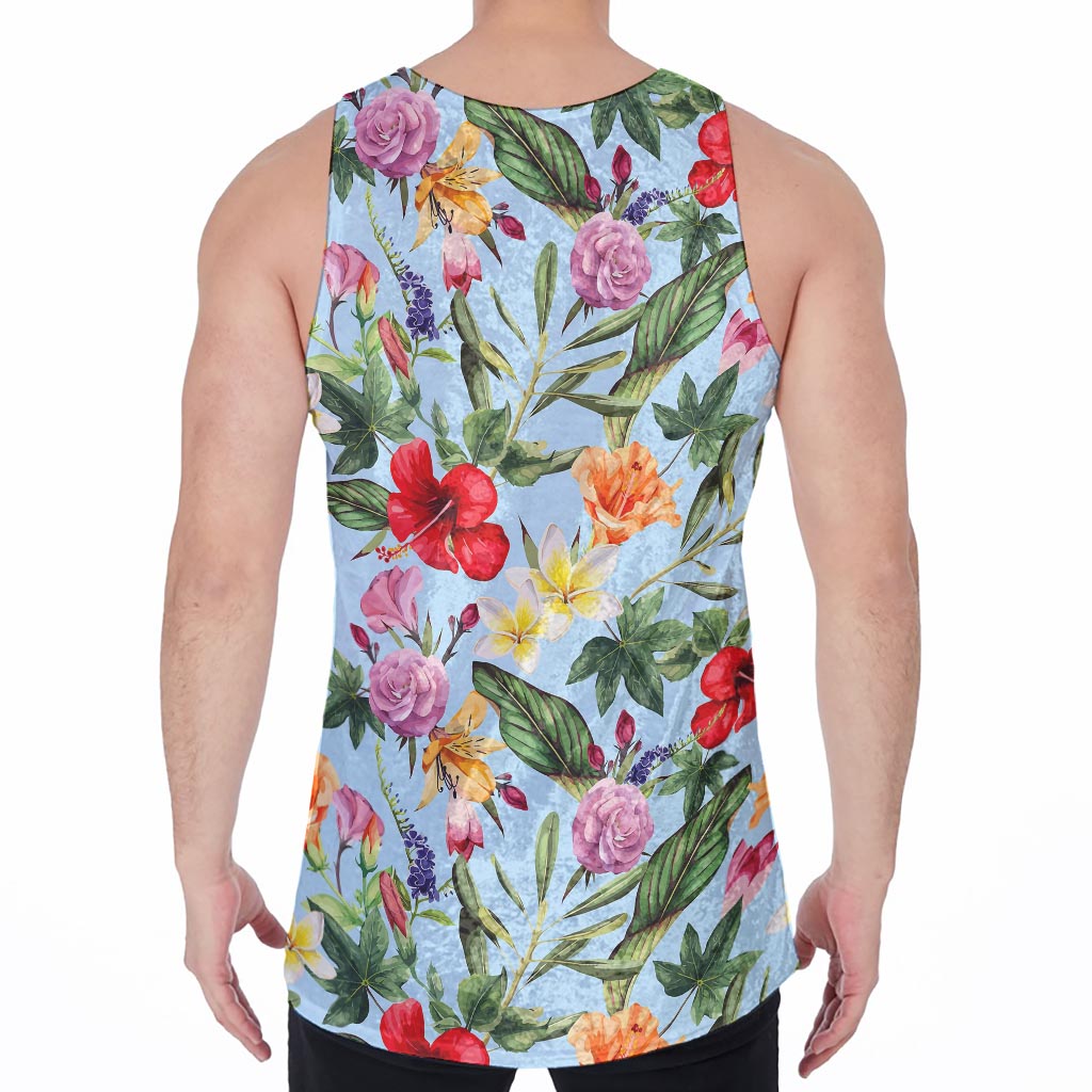 Hibiscus Flower Floral Pattern Print Men's Velvet Tank Top