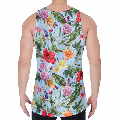 Hibiscus Flower Floral Pattern Print Men's Velvet Tank Top