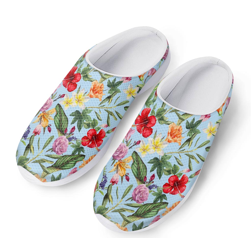 Hibiscus Flower Floral Pattern Print Mesh Casual Shoes