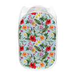 Hibiscus Flower Floral Pattern Print Mesh Laundry Hamper