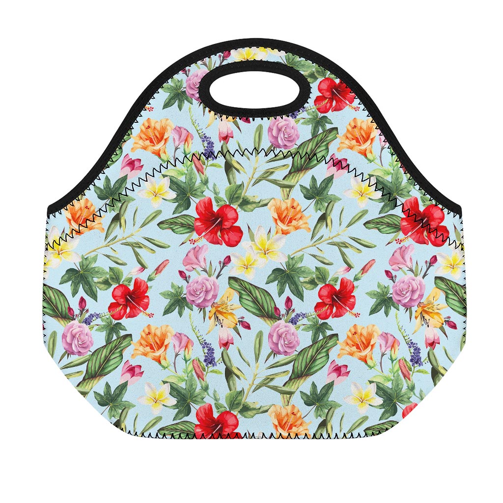Hibiscus Flower Floral Pattern Print Neoprene Lunch Bag