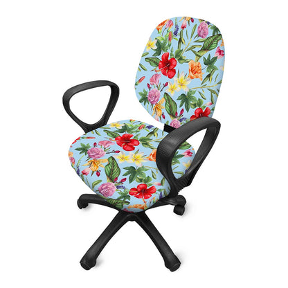 Hibiscus Flower Floral Pattern Print Office Chair Cover