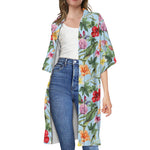 Hibiscus Flower Floral Pattern Print Open Front Beach Cover Up