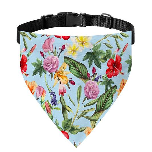 Hibiscus Flower Floral Pattern Print Over The Collar Dog Bandana