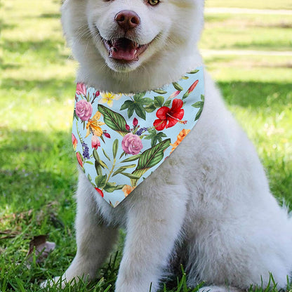 Hibiscus Flower Floral Pattern Print Over The Collar Dog Bandana