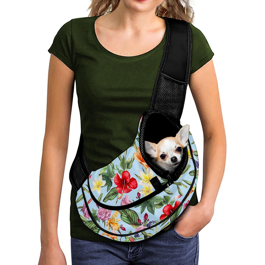 Hibiscus Flower Floral Pattern Print Pet Sling Carrier