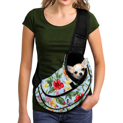 Hibiscus Flower Floral Pattern Print Pet Sling Carrier
