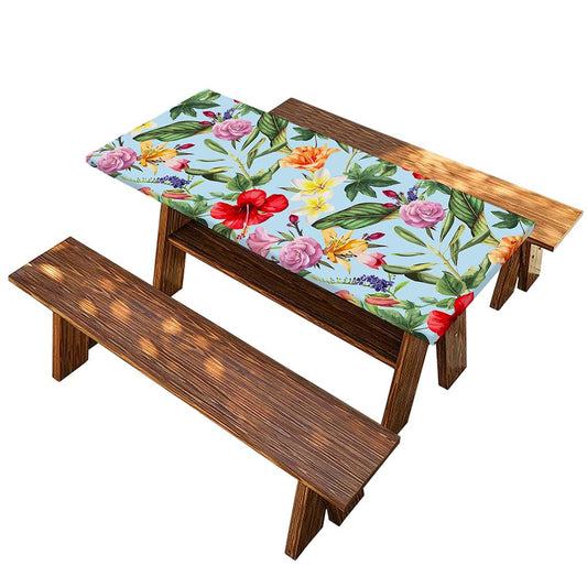 Hibiscus Flower Floral Pattern Print Picnic Table Cover