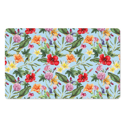 Hibiscus Flower Floral Pattern Print Polyester Doormat