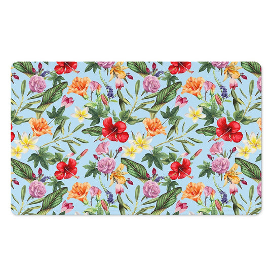 Hibiscus Flower Floral Pattern Print Polyester Doormat