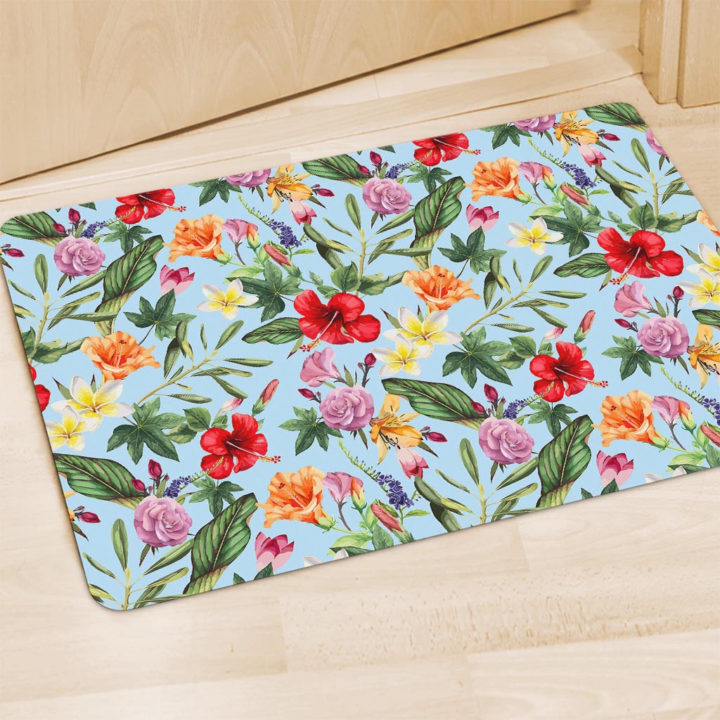 Hibiscus Flower Floral Pattern Print Polyester Doormat
