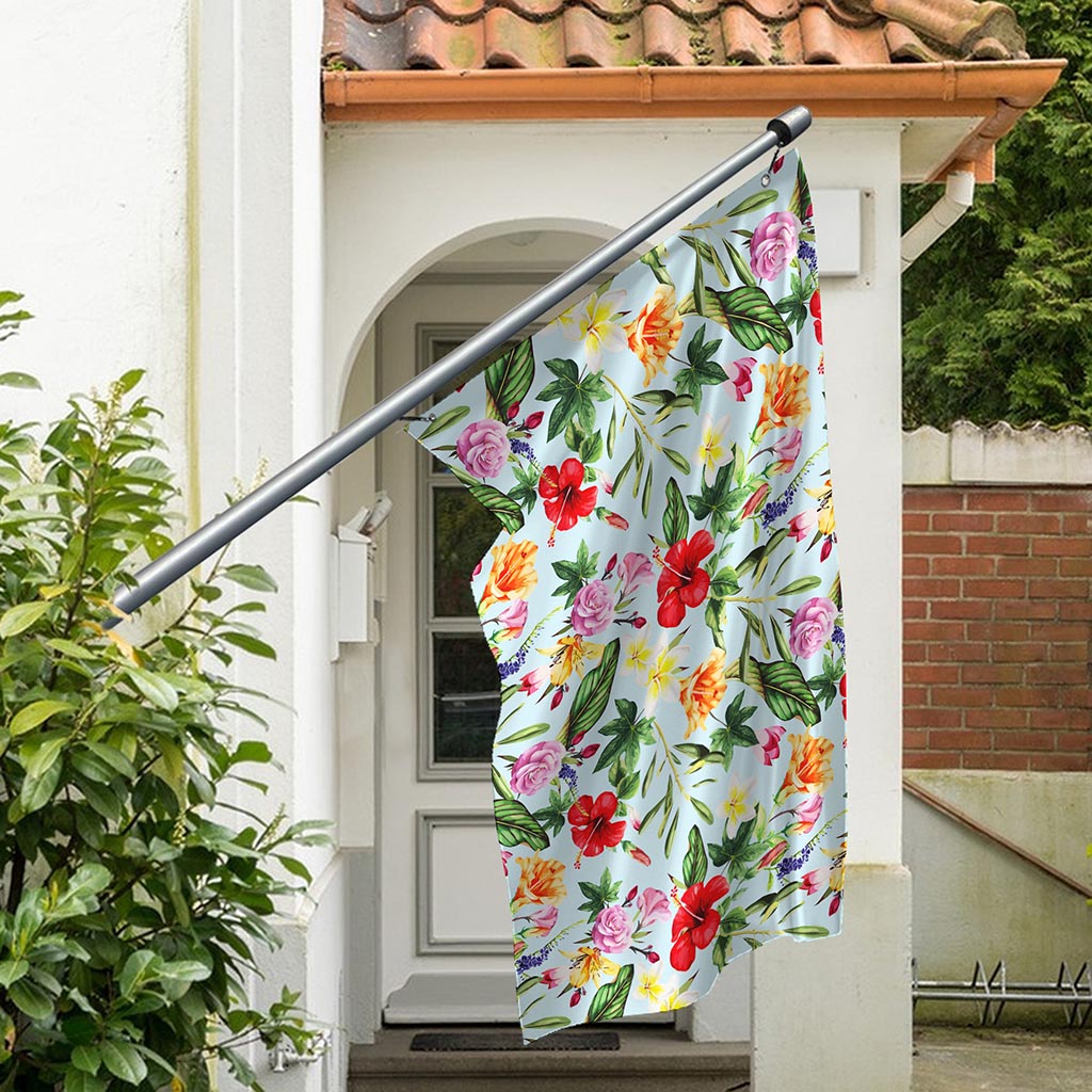 Hibiscus Flower Floral Pattern Print Polyester Flag