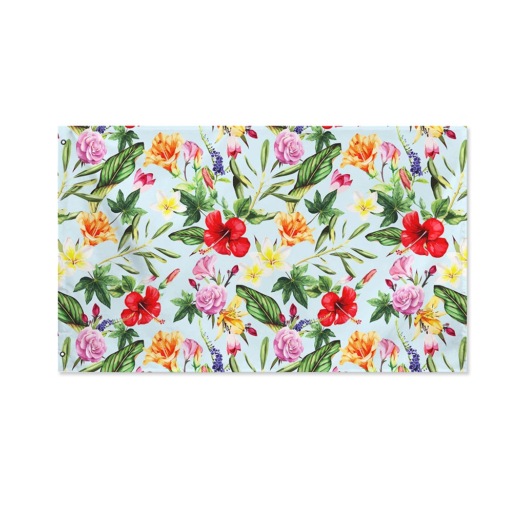 Hibiscus Flower Floral Pattern Print Polyester Flag