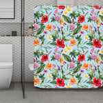 Hibiscus Flower Floral Pattern Print Polyester Shower Curtain