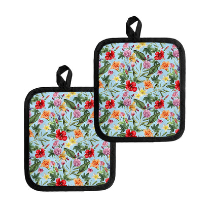 Hibiscus Flower Floral Pattern Print Pot Holders