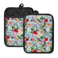 Hibiscus Flower Floral Pattern Print Pot Holders With Pocket