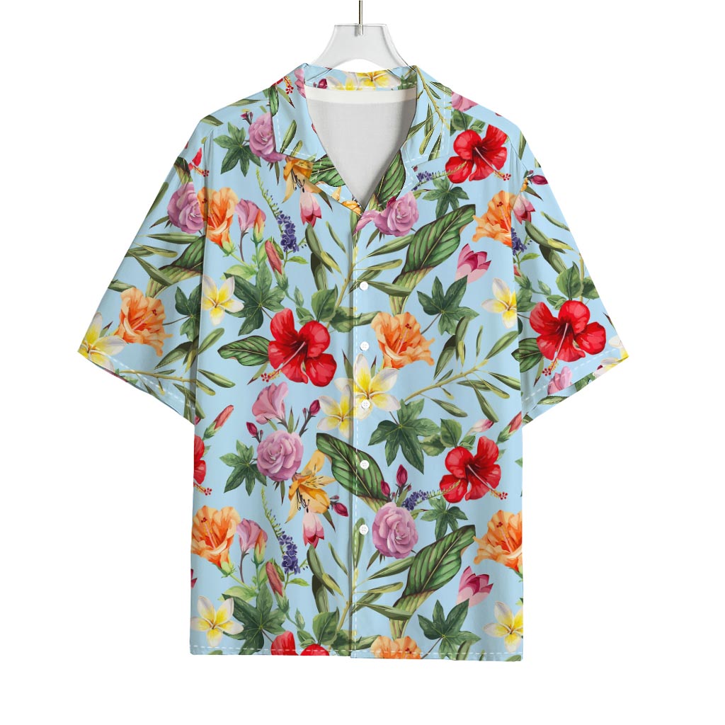 Hibiscus Flower Floral Pattern Print Rayon Hawaiian Shirt
