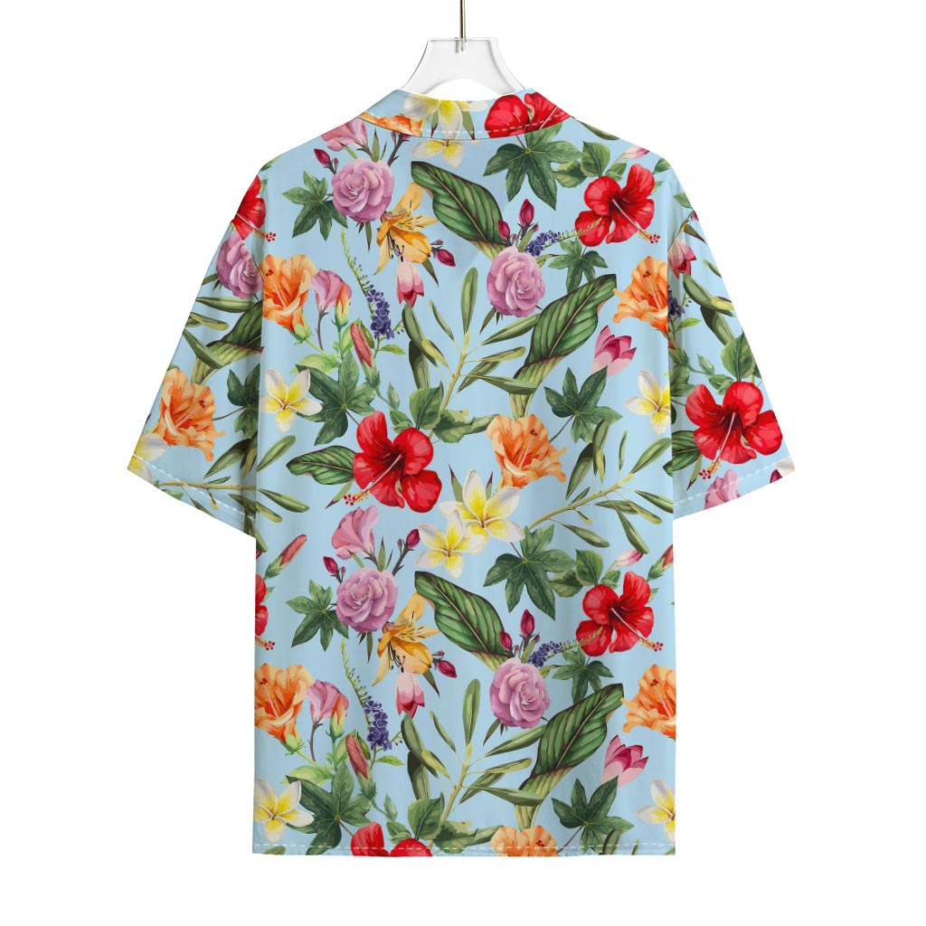 Hibiscus Flower Floral Pattern Print Rayon Hawaiian Shirt
