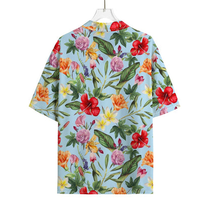 Hibiscus Flower Floral Pattern Print Rayon Hawaiian Shirt