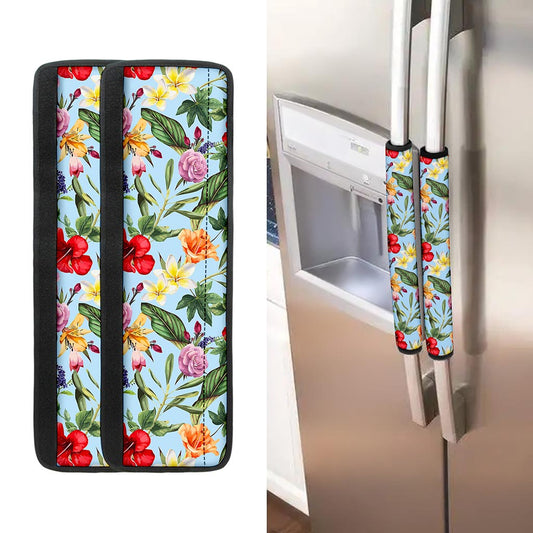 Hibiscus Flower Floral Pattern Print Refrigerator Handle Covers