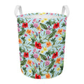 Hibiscus Flower Floral Pattern Print Round Laundry Basket